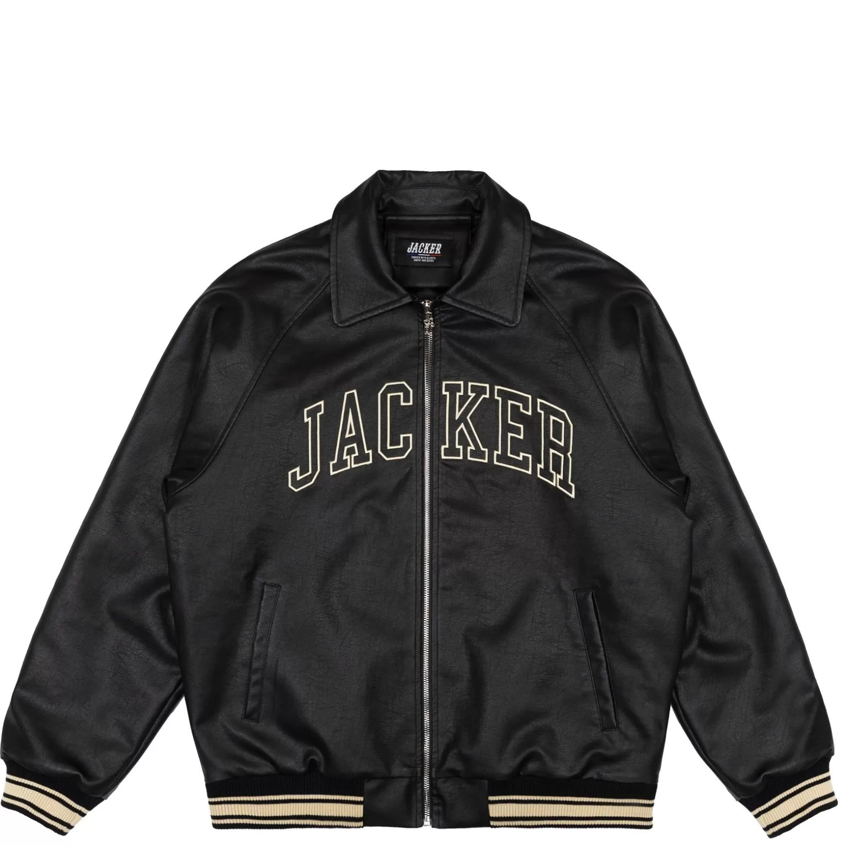 Jacker Jackets>College-Faux Leather Jacket-Black