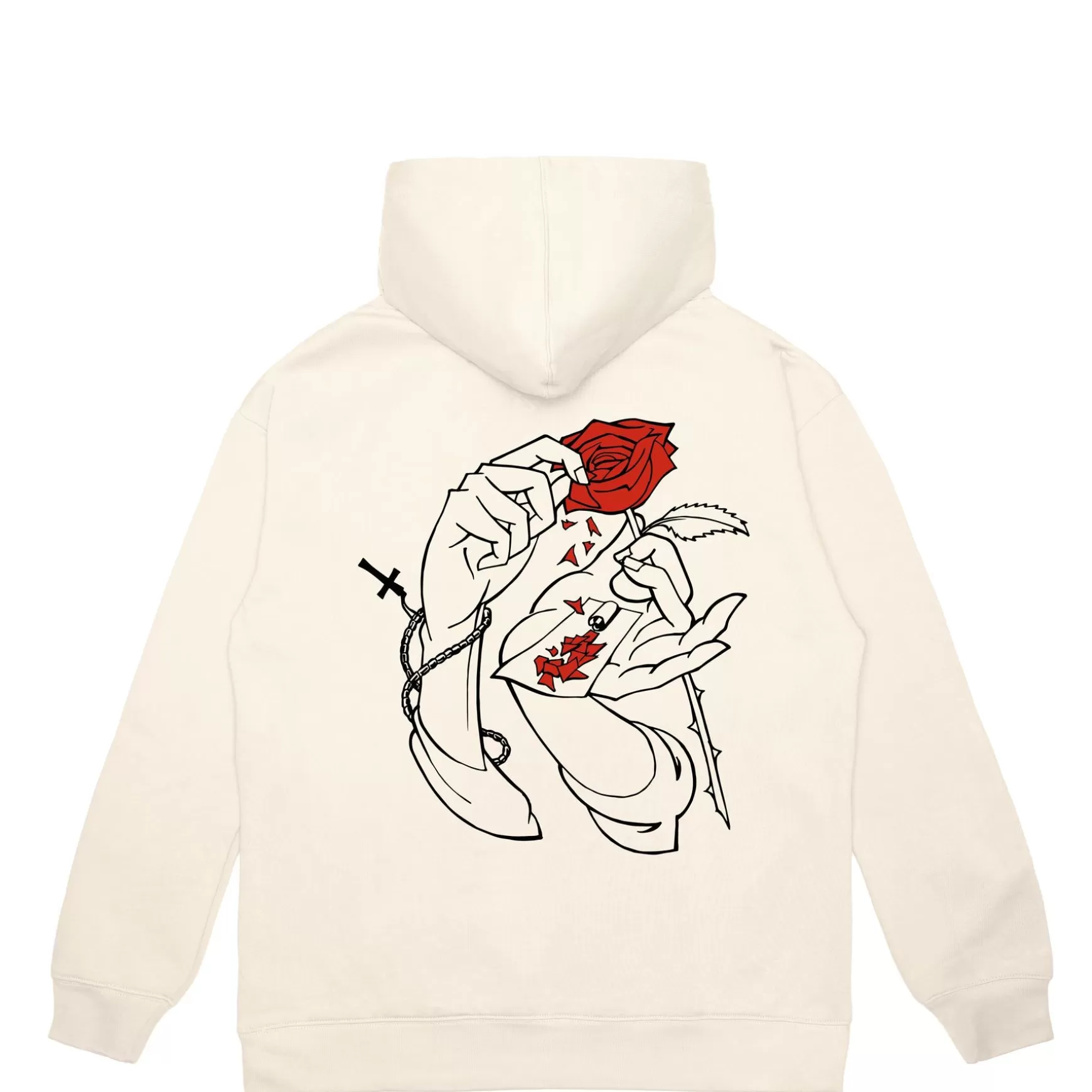 Jacker Sweatshirts>Holy Roses-Hoodie-Beige