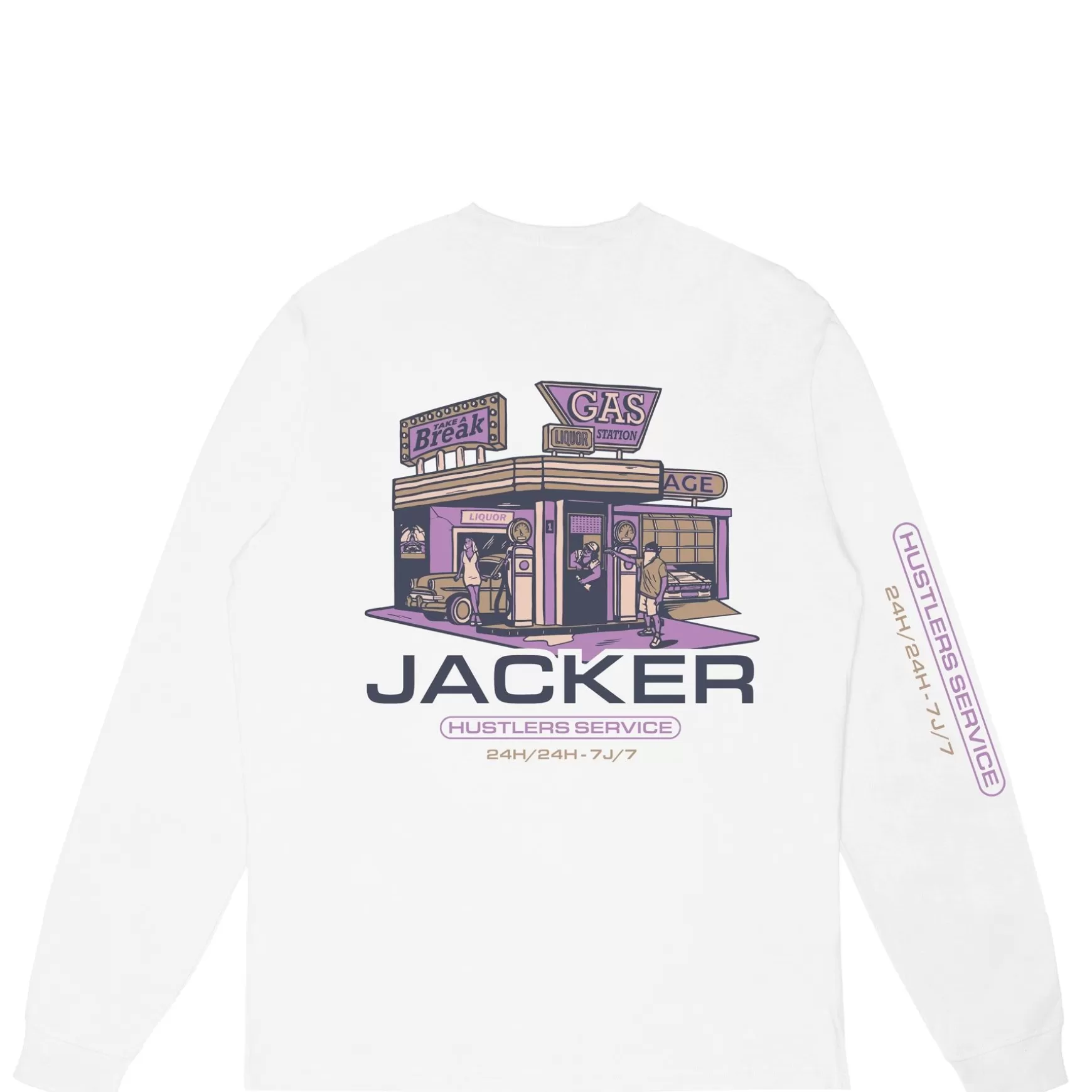 Jacker T-Shirts>Hustler Service-Long Sleeves-White