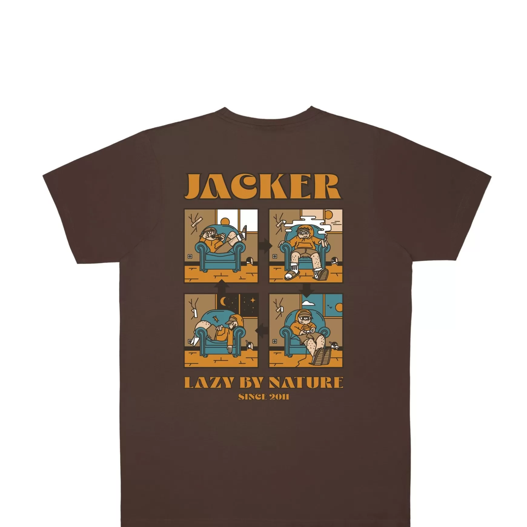 Jacker T-Shirts>Lazy-T-Shirt-Brown